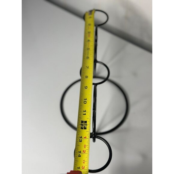 Black Metal 3-Heart Votive Candle Holder Rack 15" Wrought Iron Scroll Decor - Picture 5 of 6